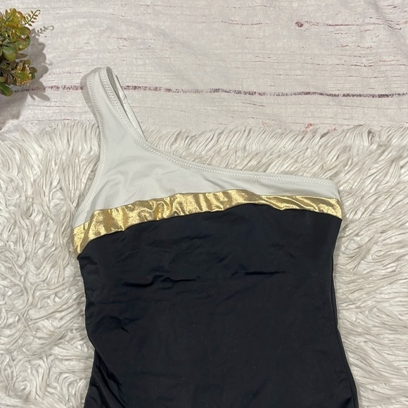 Solid & Striped The Chloe Colorblock Swimsuit One-Shoulder Black Gold XS - Picture 5 of 11